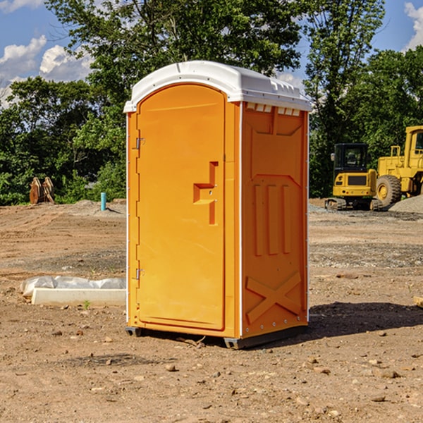 how often are the portable restrooms cleaned and serviced during a rental period in Rives